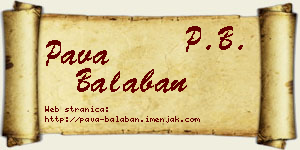Pava Balaban vizit kartica